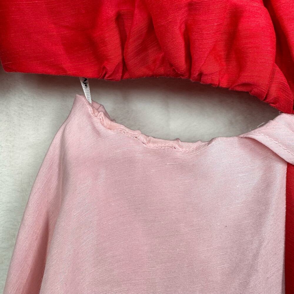Aje Impermanence Entwined Midi Dress Pink Red Silk Puff Sleeve Party Size XXS - Picture 5 of 16